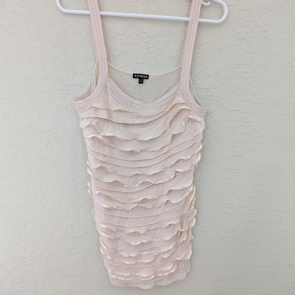 Express Ruffled Layered Tiered Long Tank Top Size M 90's Y2K